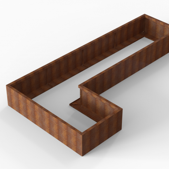 Plantenbak Module+ Corten 360x180x42 cm (90cm diep) - CORTEN