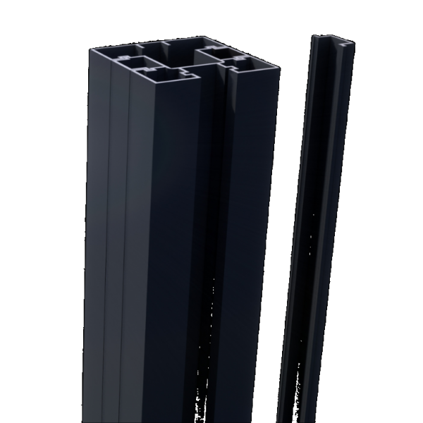 Aluminium paal incl. 1 afdichtprofiel en startblokjes Antraciet 7016 75x75x2800mm