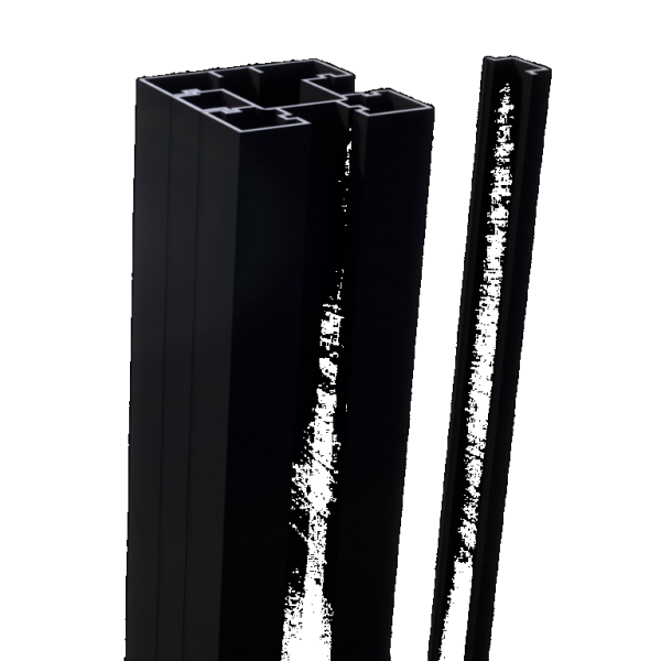 Aluminium paal incl. 1 afdichtprofiel en startblokjes Zwart 9005 75x75x2800mm