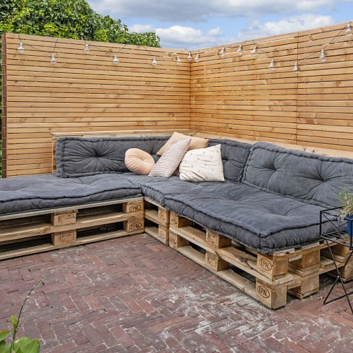 Rhombusscherm Klagenfurt, douglas, RVS-geschroefd, enkelzijdig bekleed, 30-planks 180 x 180 cm
