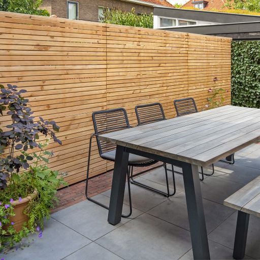 Rhombusscherm Klagenfurt, douglas, RVS-geschroefd, enkelzijdig bekleed, 30-planks 180 x 180 cm