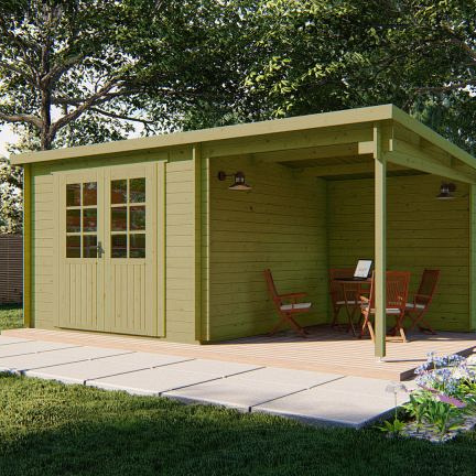 Blokhut - Tuinhuis Dora | 28 mm | vuren bruin geïmpregneerd