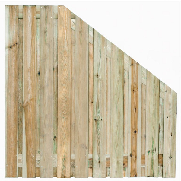 Tuinscherm grenen groen geïmpregneerd 21-planks (19 + 2) Enschede 180/90 x 180 cm verloop