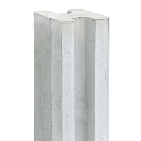 Berton©-sleufpaal Zaan wit/grijs, vlakke kop 11,5 x 11,5 x 275 cm hoekmodel met brede ondersleuf