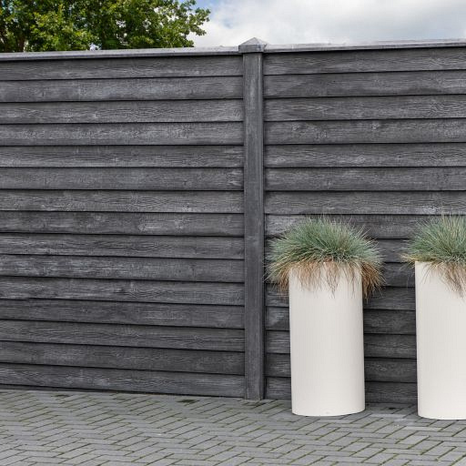 Berton©-motiefplaat smal antraciet H26 x D3,5 x L184 cm rabat-houtmotief