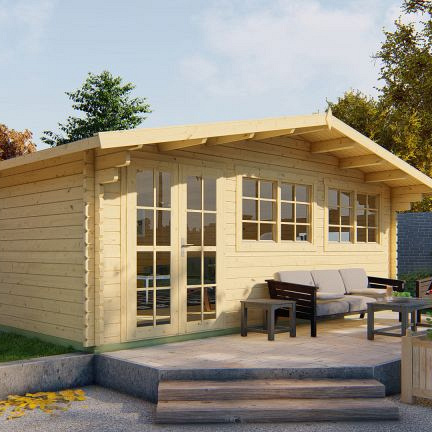 Blokhut - Tuinhuis Helle | 44 mm | vuren bruin geïmpregneerd