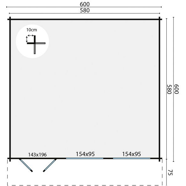 Blokhut - Tuinhuis Helle | 44 mm | vuren honinggeel geïmpregneerd