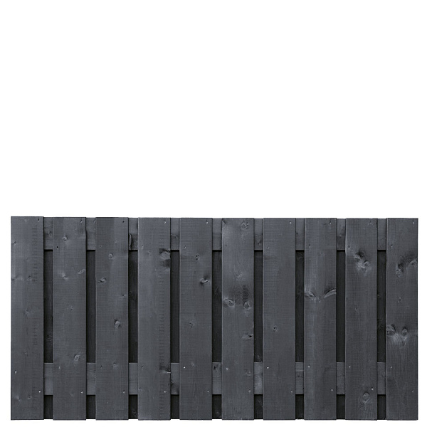 Tuinscherm vuren zwart gespoten 21-planks (19 + 2) Stuttgart 90 x 180 cm