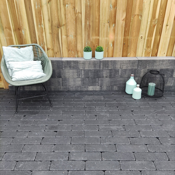 Antieke trommel longstone 7 cm antraciet