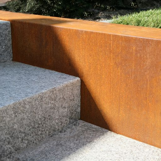 Overzetstuk muurelement recht 150x45x12,8 - CORTEN