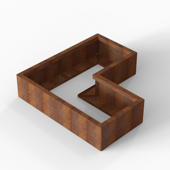 Plantenbak Module+ Corten 120x120x28 cm (60cm diep) - CORTEN