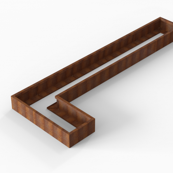 Plantenbak Module+ Corten 420x150x28 cm (60cm diep) - CORTEN