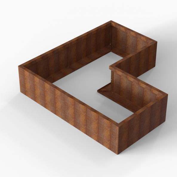 Plantenbak Module+ Corten 180x180x42 cm (90cm diep) - CORTEN
