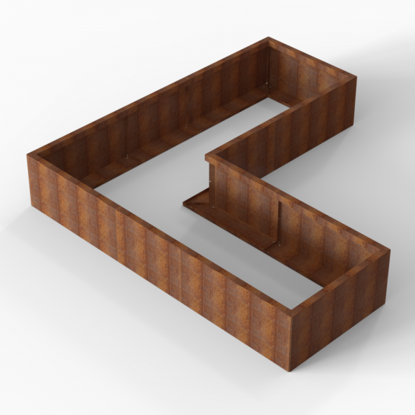 Plantenbak Module+ Corten 240x240x42 cm (90cm diep) - CORTEN
