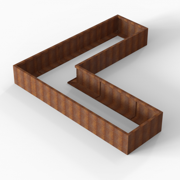 Plantenbak Module+ Corten 300x300x42 cm (90cm diep) - CORTEN