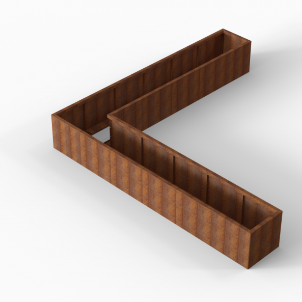 Plantenbak Module+ Corten 360x360x56 cm (60cm diep) - CORTEN