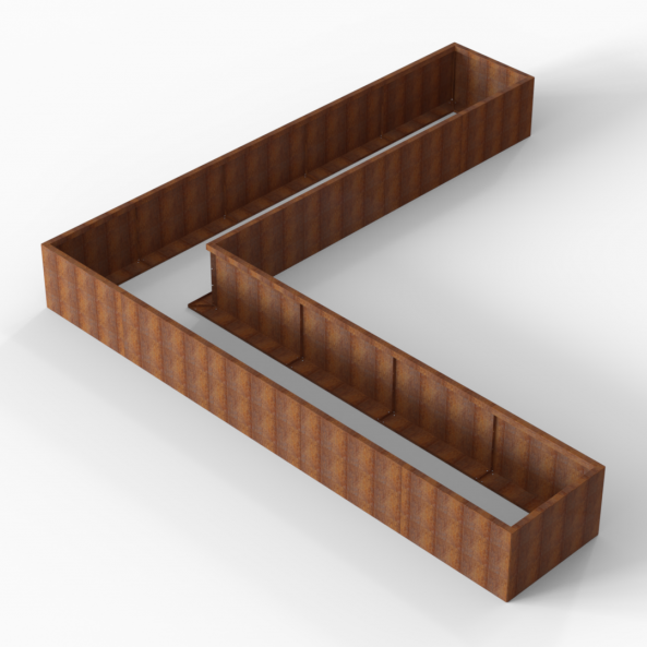 Plantenbak Module+ Corten 450x450x56 cm (90cm diep) - CORTEN