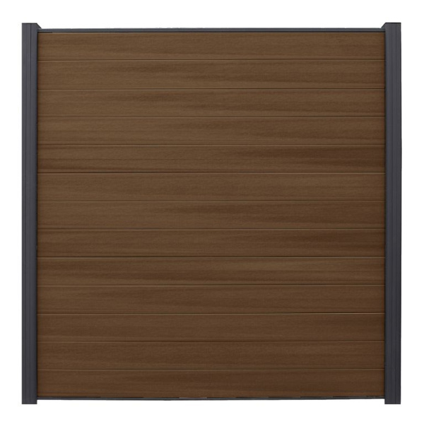 WPC (composiet) Fency naturel horizontaal scherm 178 cm breed x ca. 200 cm hoog Mahoni met antraciet onderplank