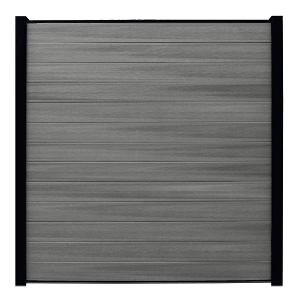 WPC (composiet) Fency naturel horizontaal scherm 178 cm breed x ca. 200 cm hoog Ocean met zwarte onderplank