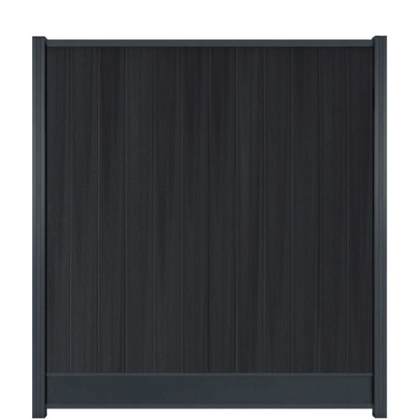 WPC (composiet) Fency naturel verticaal scherm 178 cm breed x ca. 200 cm hoog Carbon met zwarte onderplank