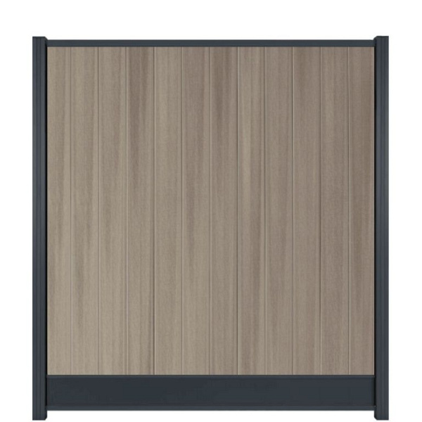 WPC (composiet) Fency naturel verticaal scherm 178 cm breed x ca. 200 cm hoog Misty met antraciet onderplank