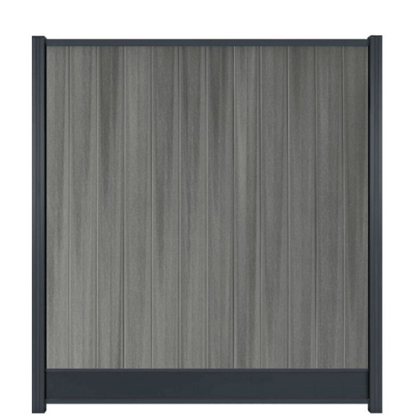 WPC (composiet) Fency naturel verticaal scherm 178 cm breed x ca. 200 cm hoog Ocean met zwarte onderplank