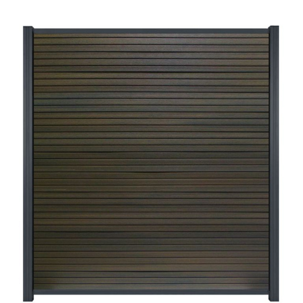 WPC (composiet) Fency Rhombus horizontaal scherm 178 cm breed x ca. 200 cm hoog Chocolat met zwarte onderplank