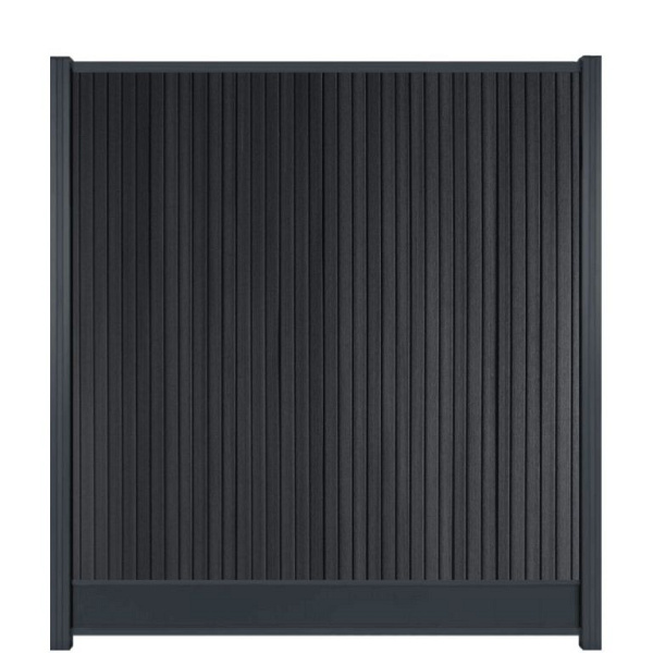 WPC (composiet) Fency Rhombus verticaal scherm 178 cm breed x ca. 200 cm hoog Carbon met zwarte onderplank