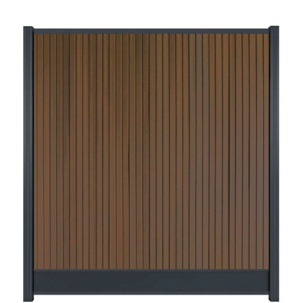 WPC (composiet) Fency Rhombus verticaal scherm 178 cm breed x ca. 200 cm hoog Mahonie met zwarte onderplank