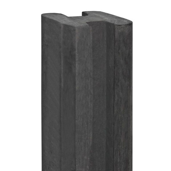 Berton©-sleufpaal Zaan antraciet, vlakke kop 11,5 x 11,5 x 265 cm hoekmodel met brede ondersleuf